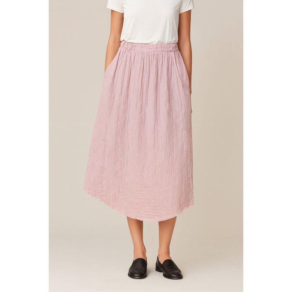 NUDE Womens 100% cotton Pink Elastic Waist Midi Skirt Size X-Large NWT